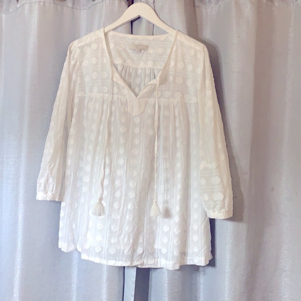Loft white cotton peasant top. Perfect summer top